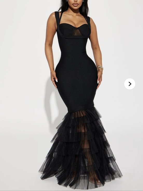 Fashion Nova Dresses & Skirts - Black Tiered Tulle Mermaid Dress